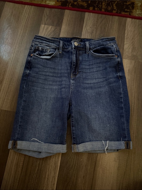 Judy Blue Pants - Judy Blue Dark Blue Cuffed Denim Bermuda Shorts size large